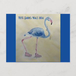 Vote Harris/Walz Blue FLAmingo c/ Cartão postal de