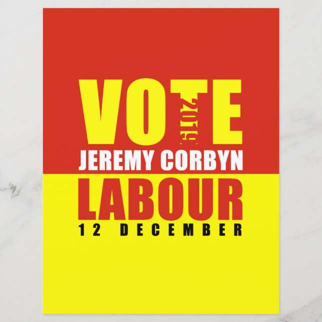 Vote Trabalhista Jeremy Corbyn Folha de Papel Dupl (Frente)