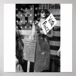 Votem pela paz, um impressão preto e branco