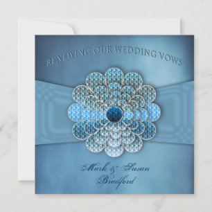 Votos de casamento de renovação - convite - azul