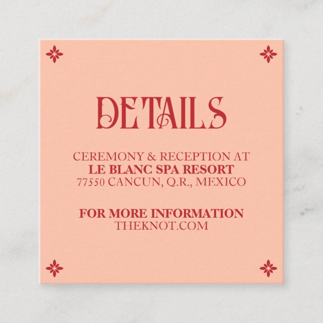 Votos Vibrantes: Cartão de Detalhes de um Casament (Frente)