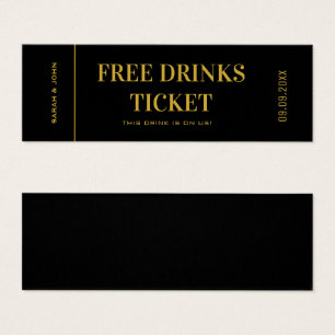 Voucher de Bilhete de Bebida Dourada Elegante