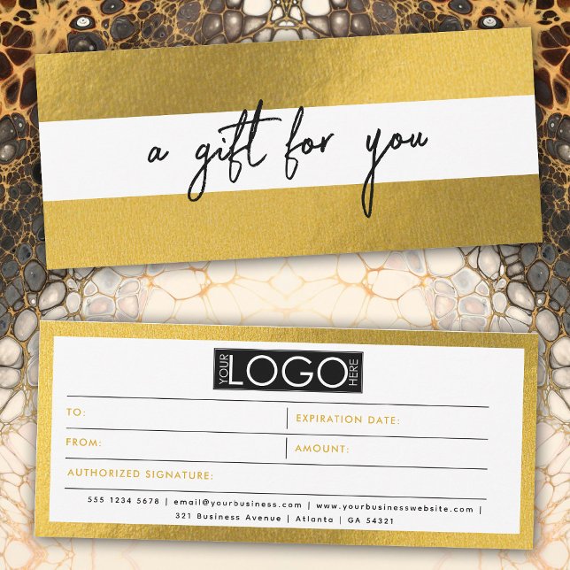 Voucher de Certificado de Oferta de Logotipo Comer (Luxury Gold Business Logo Gift Certificate Voucher)
