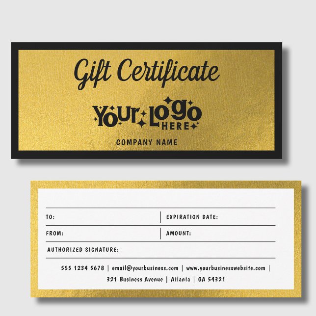 Voucher de Certificado de Presente para Logotipo C (Gold Retro Business Logo Gift Certificate Voucher)