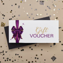 Voucher de Presente de Arco Roxo e Dourado Elegant