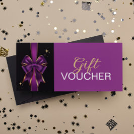 Voucher de Presente de Arco Roxo e Dourado Elegant