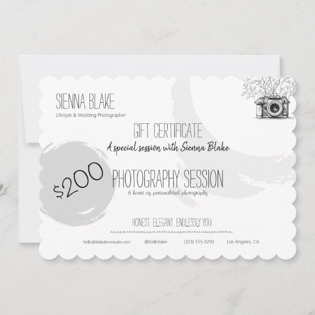 Voucher de Presente de Fotografia Botânica Minimal (Frente)