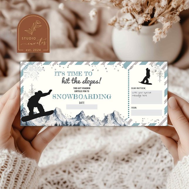 Voucher de presente de Natal de Snowboarding (Criador carregado)