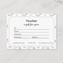Voucher e Certificados de Presente de Pequena Cafe