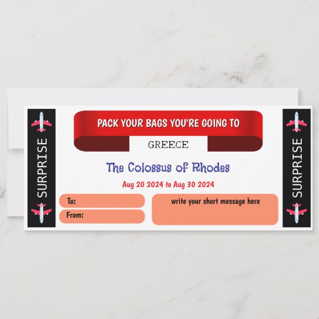 Voucher grécia de presentes de Viagem (Frente)