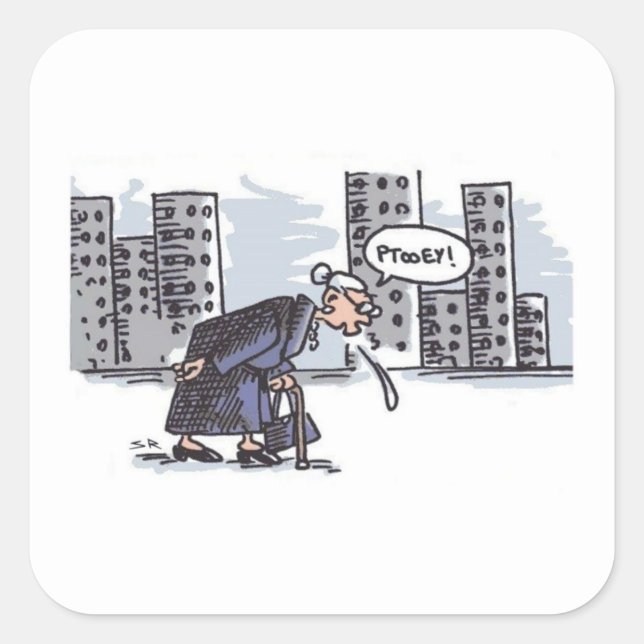 Vovó cuspindo a cidade com grandes adesivos (Frente)