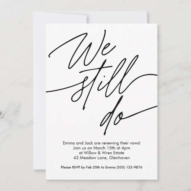 Vow Reneways Convite Simples Design (Frente)