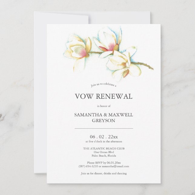 Vow Renewer Anniversário Convites Floral (Frente)