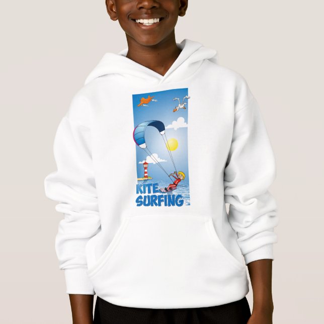 Vrolijke kite surfing illustratie. t-shirt (Frente)