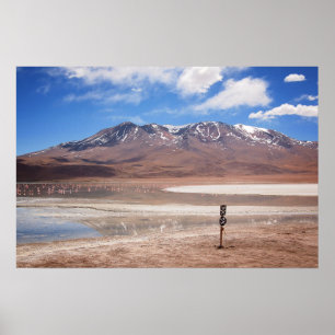 Vulcão na poster de paisagem altiplano