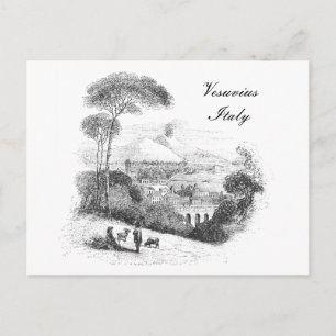 Vulcão Vesúvio e Nápoles cartão postal antigo