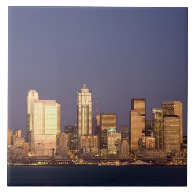 WA, Seattle, panorama de Seattle e Elliott Bay, (Frente)