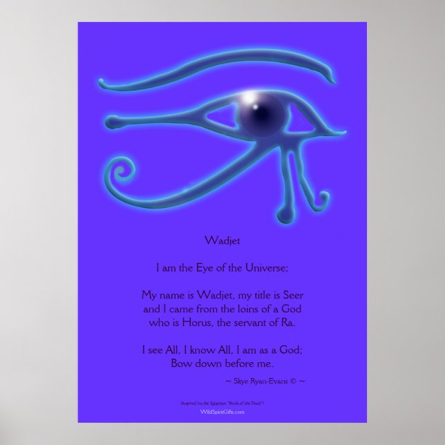 WADJET EYE & Poem Impressão de Arte Egípcia (Frente)