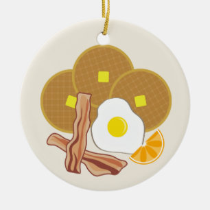 Waffles, bacon e ovo do ornamento do pequeno