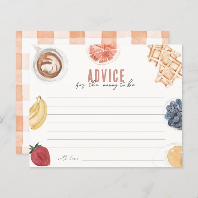 Waffles Café Fruta Baby Brunch Advice Cards (Frente/Verso)