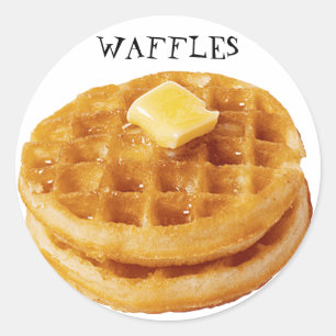 Waffles em adesivos redondos