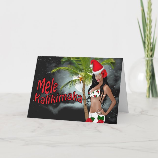 Wahine Pinup Mele Kalikimaka Cartões de Natal 06 (Frente)