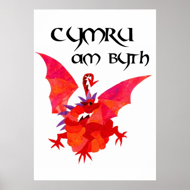 'Wales Forever!' Poster do Dragão Vermelho (Frente)