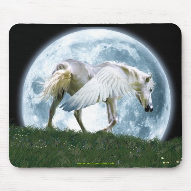 Walking Pegasus e Full Moon Fantasy Art Mousepad (Frente)