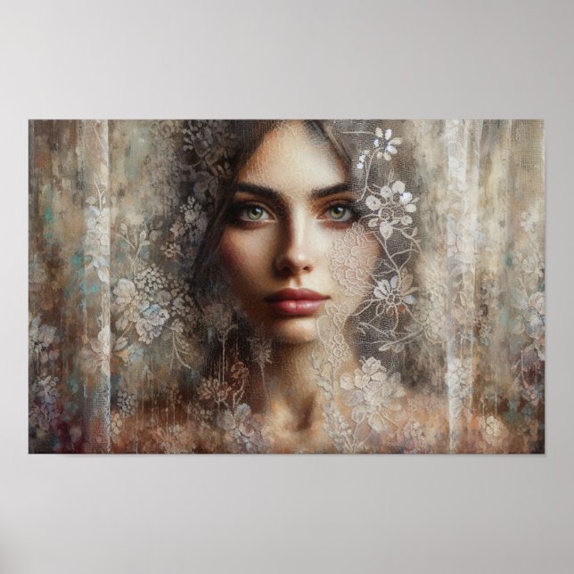 Wall Art, Le Femme, Lady Por Trás Do Lace, Poster (Frente)
