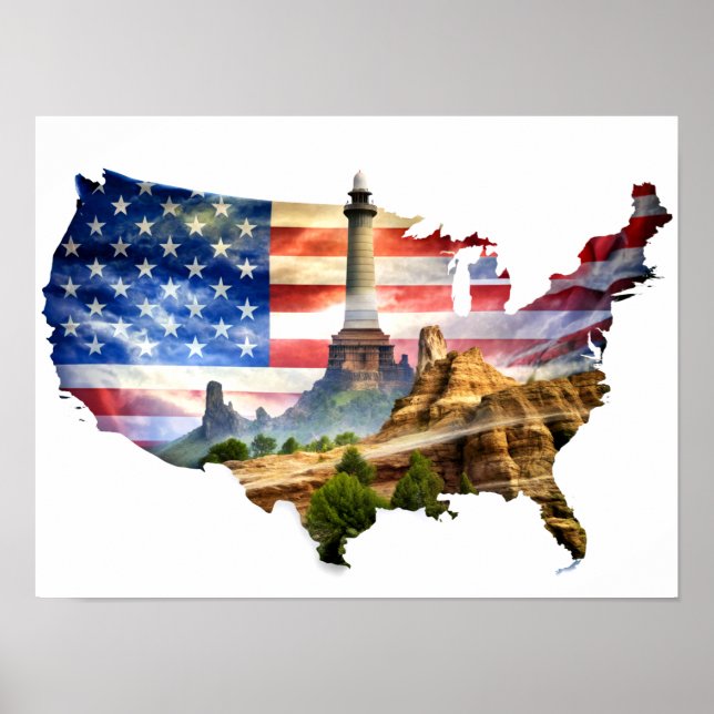 Wall Art USA Map Poster (Frente)