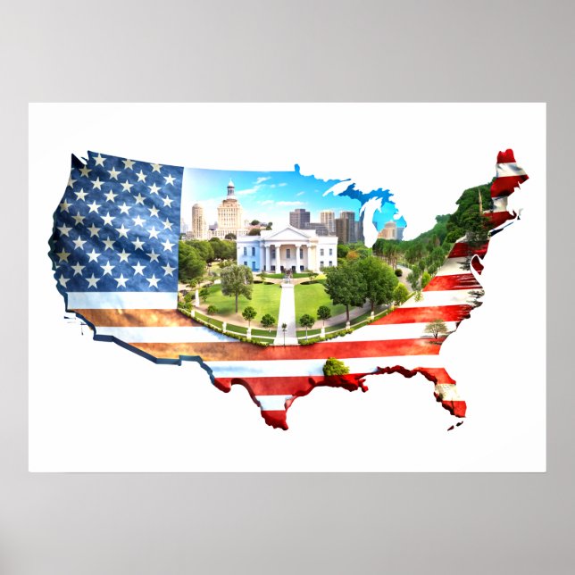 Wall Art USA Map Poster (Frente)