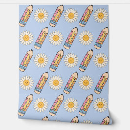 Wallpaper da Groovy School com lápis e flores