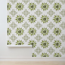 Wallpaper Floral Inky | Verde e branco