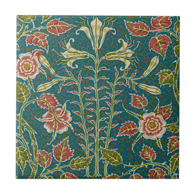 Walter Crane Antiga Floral de Lírio e Rosa (Frente)