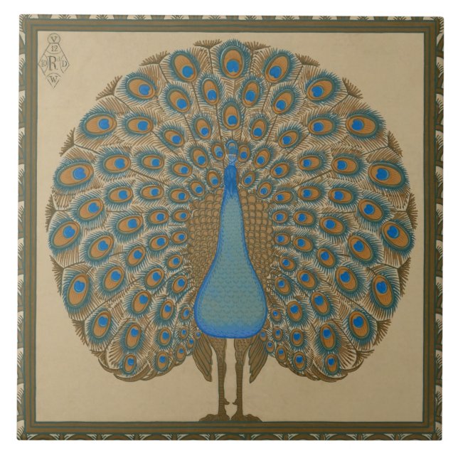 Walter Crane Blue Peacock com a cauda (Frente)