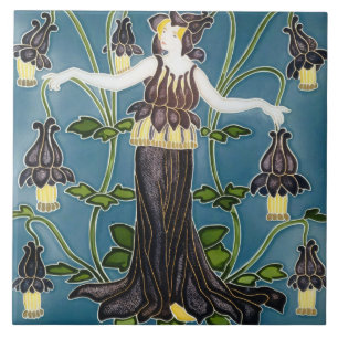 Walter Crane Columbine Arte Nova Flor Roxa