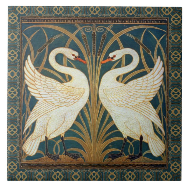 Walter Crane Swan, Rush E Iris Art Nouveau (Frente)