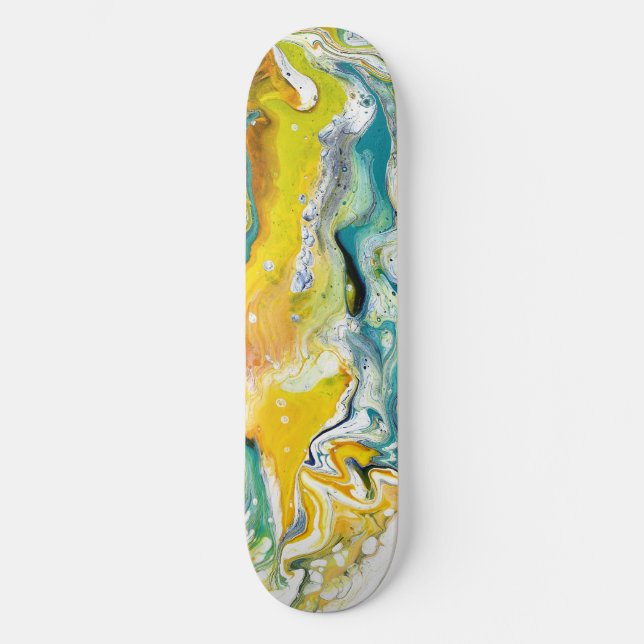 Waltz através de 1 Ouro Abstrato azul skateboard (Frente)