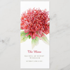 Waratah Vermelha flores nativas menu de casamento