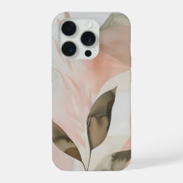 Warm Blush Organic Abstract with Modern Leaves