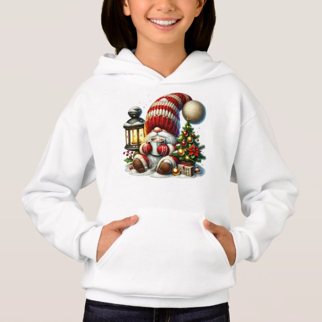 Warm Christmas Gnome Kids Hoodie (Frente)