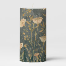 Warm Dark Gray Peach Sage Vintage Wildflower
