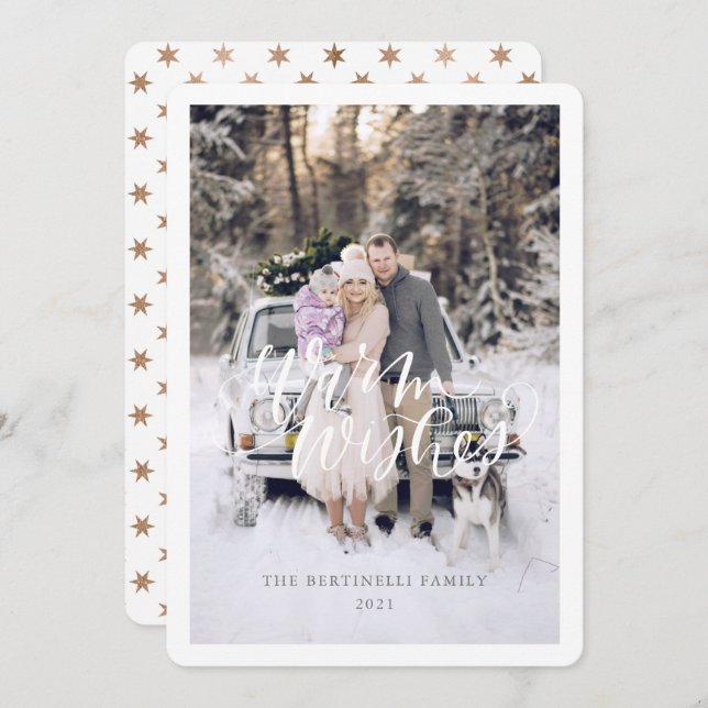 Warm Deseja Cartão de Natal Flat Holiday Card (Frente/Verso)