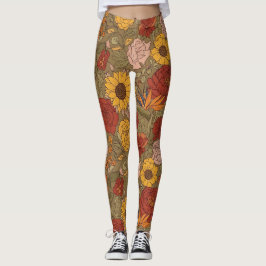 Warm Floral Patterned Legging