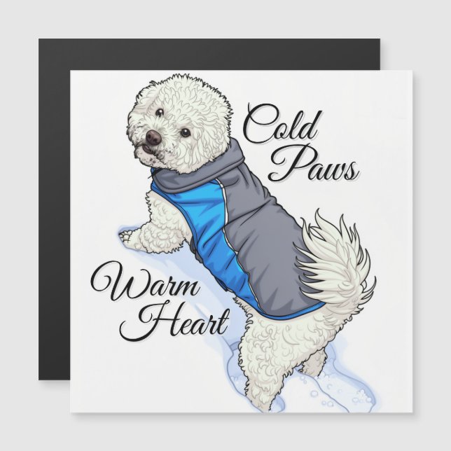 Warm Heart Snow Bichon Magnetic Card (Frente/Verso)