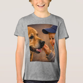 Warm Moments Boy and Dog – Youth Tri‑Blend T‑Shirt