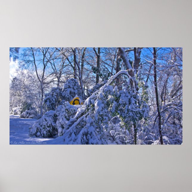 "Warning Sharp Bend" no Poster de neve (Frente)