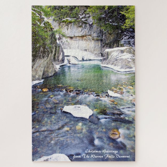 Warren Falls Vermont.Natal Presentes Quebra-cabeça (Vertical)
