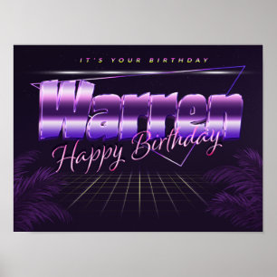 Warren Name Vorname lila retro Poster Geburtstag