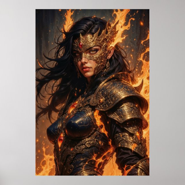 Warrior of Fire Fantasy Poster (Frente)